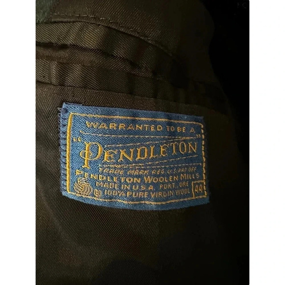 Vintage Pendleton mens Green & Blue 100% Virgin Wool Plaid Blazer Size 44 - Picture 8 of 8